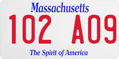 MA license plate 102AO9