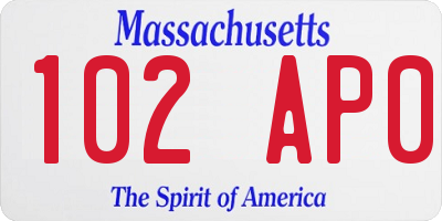 MA license plate 102AP0