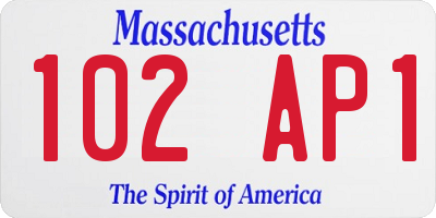 MA license plate 102AP1