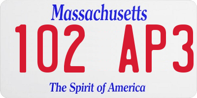 MA license plate 102AP3