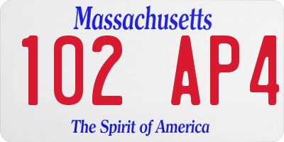 MA license plate 102AP4