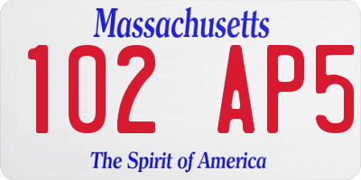 MA license plate 102AP5