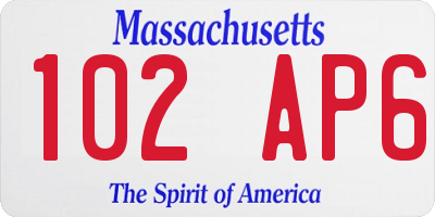 MA license plate 102AP6