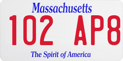 MA license plate 102AP8