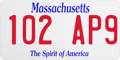 MA license plate 102AP9