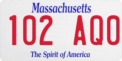 MA license plate 102AQ0