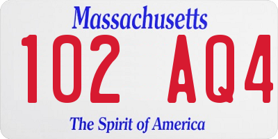 MA license plate 102AQ4