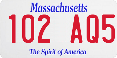 MA license plate 102AQ5