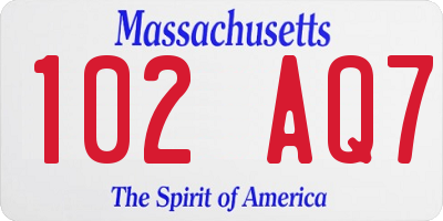 MA license plate 102AQ7