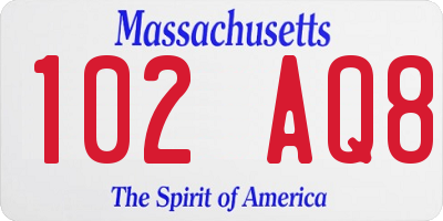 MA license plate 102AQ8