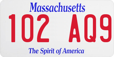 MA license plate 102AQ9