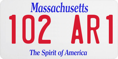 MA license plate 102AR1