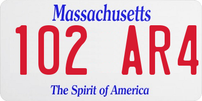 MA license plate 102AR4