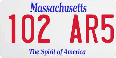 MA license plate 102AR5