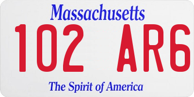 MA license plate 102AR6