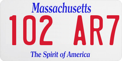 MA license plate 102AR7