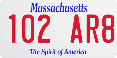 MA license plate 102AR8