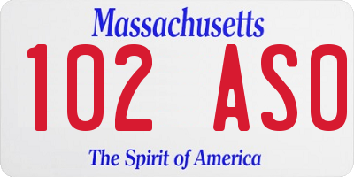 MA license plate 102AS0