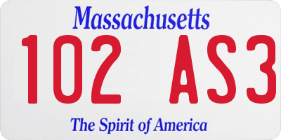 MA license plate 102AS3