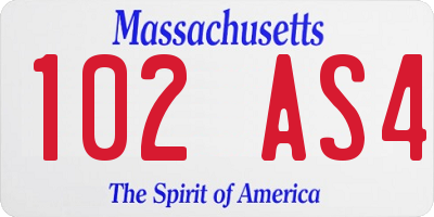 MA license plate 102AS4