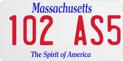 MA license plate 102AS5