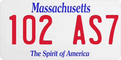 MA license plate 102AS7