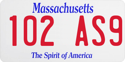 MA license plate 102AS9