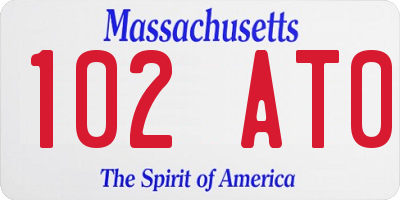 MA license plate 102AT0