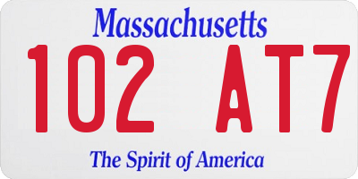 MA license plate 102AT7