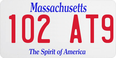 MA license plate 102AT9