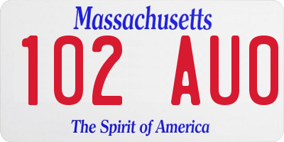 MA license plate 102AU0