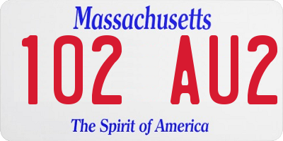 MA license plate 102AU2