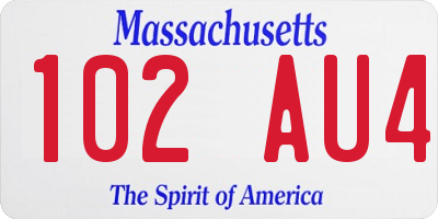 MA license plate 102AU4