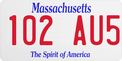 MA license plate 102AU5