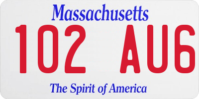 MA license plate 102AU6