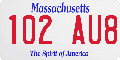 MA license plate 102AU8