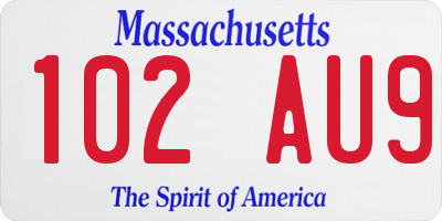 MA license plate 102AU9