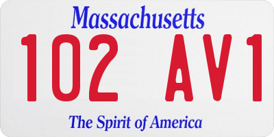 MA license plate 102AV1