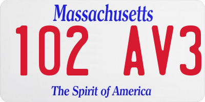 MA license plate 102AV3
