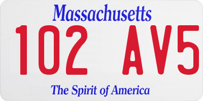 MA license plate 102AV5