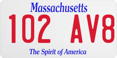 MA license plate 102AV8