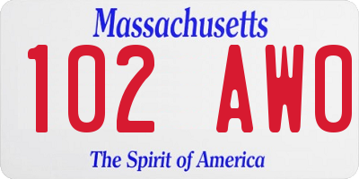 MA license plate 102AW0