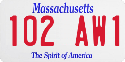 MA license plate 102AW1