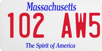 MA license plate 102AW5