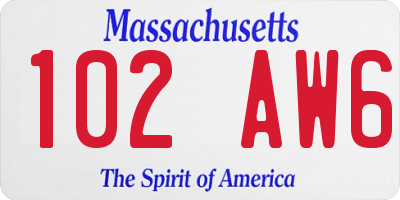 MA license plate 102AW6