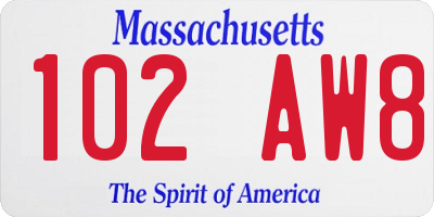 MA license plate 102AW8