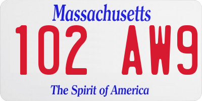 MA license plate 102AW9