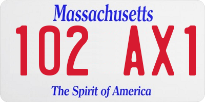 MA license plate 102AX1