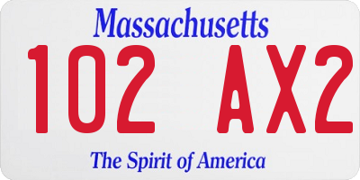 MA license plate 102AX2