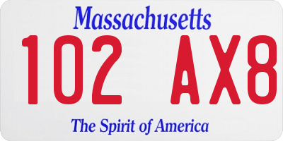 MA license plate 102AX8